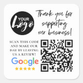 Google-Bewertungen Vielen Dank Logos QR-Code Quadratischer Aufkleber (Vorderseite)