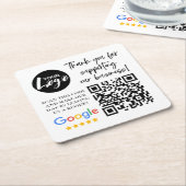 Google-Bewertungen Vielen Dank Logos QR-Code Rechteckiger Pappuntersetzer (angewinkelt)