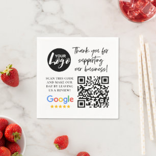 Google-Bewertungen Vielen Dank Logos QR-Code Serviette