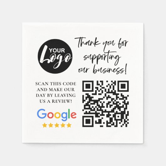 Google-Bewertungen Vielen Dank Logos QR-Code Serviette (Vorderseite)