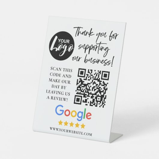 Google-Bewertungen Vielen Dank Logos QR-Code Sockelschild (Vorderseite)