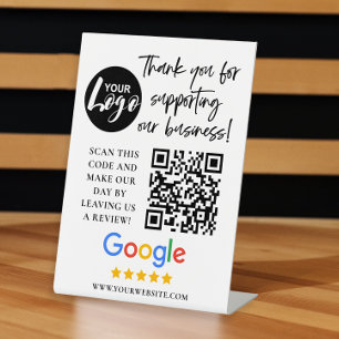 Google-Bewertungen Vielen Dank Logos QR-Code Sockelschild