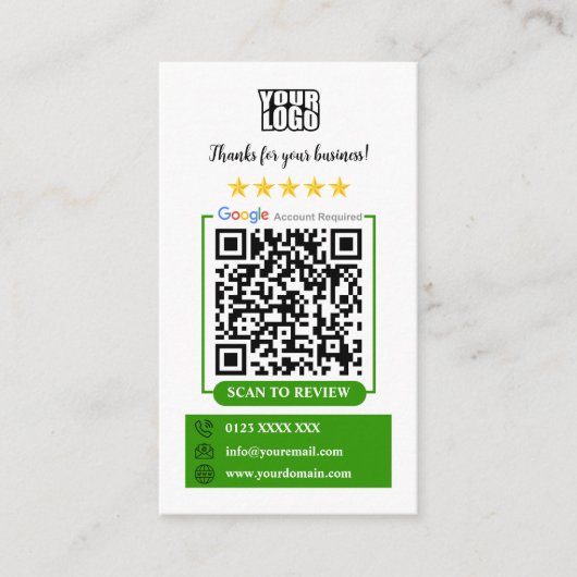 Google-Bewertungen Visitenkarte (Vorderseite)