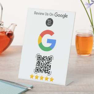 Google-Bewertungs-Geschäftsstand mit QR Sockelschild