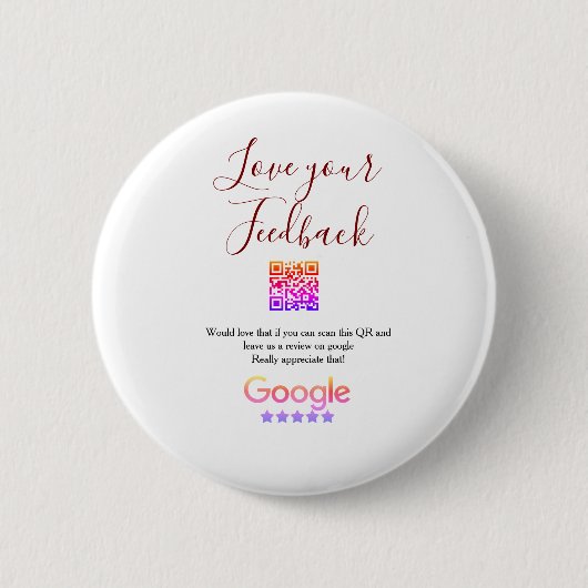 Google Bewertungs-Logo für Unternehmen Scan QR Bew Button (Vorderseite)