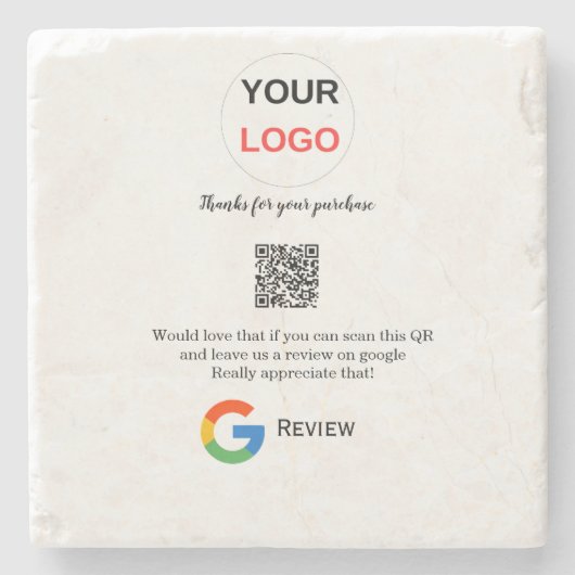 Google Bewertungs-Logo für Unternehmen Scan QR Bew Steinuntersetzer (Vorderseite)