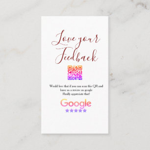 Google Bewertungs-Logo für Unternehmen Scan QR Bew Visitenkarte