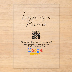 Google Bewertungs-Logo Geschäft Scan QR Bewertung Acryleinladungen