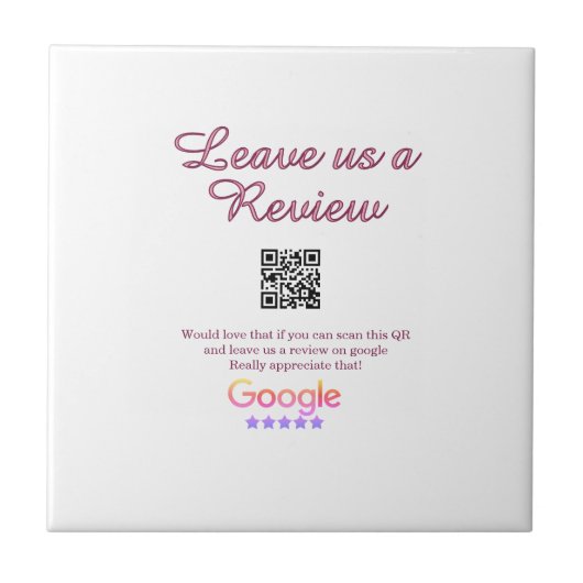Google Bewertungs-Logo Geschäft Scan QR Bewertung Fliese (Vorderseite)