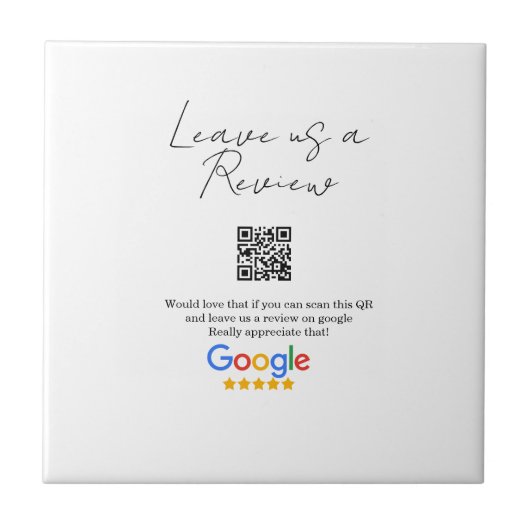 Google Bewertungs-Logo Geschäft Scan QR Bewertung Fliese (Vorderseite)