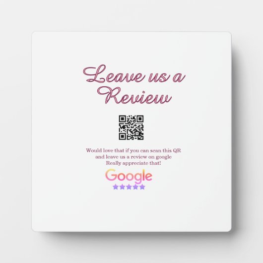 Google Bewertungs-Logo Geschäft Scan QR Bewertung Fotoplatte (Vorderseite)