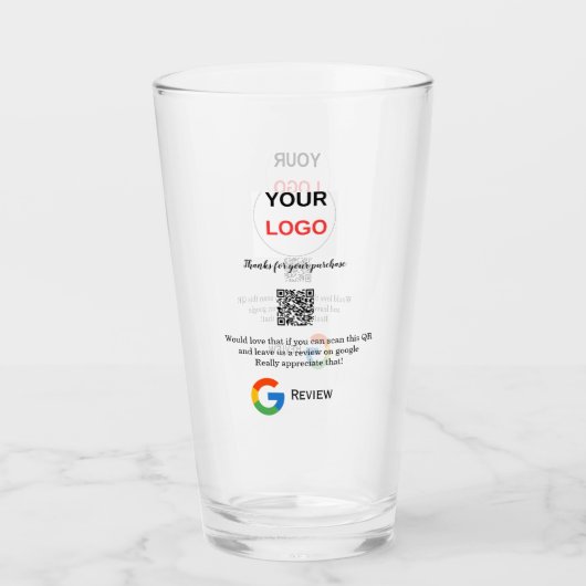 Google Bewertungs-Logo Geschäft Scan QR Bewertung Glas (Vorderseite)
