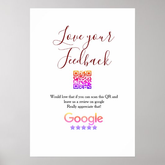 Google Bewertungs-Logo Geschäft Scan QR Bewertung Poster (Vorne)
