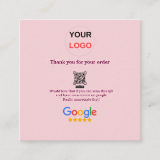 Google Bewertungs-Logo Geschäft Scan QR Bewertung Quadratische Visitenkarte