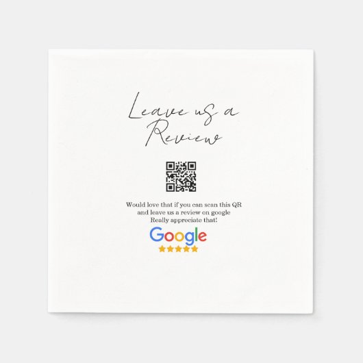 Google Bewertungs-Logo Geschäft Scan QR Bewertung Serviette (Vorderseite)