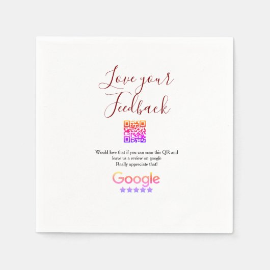 Google Bewertungs-Logo Geschäft Scan QR Bewertung Serviette (Vorderseite)