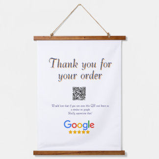 Google Bewertungs-Logo Geschäft Scan QR Bewertung Wandteppich Mit Holzrahmen
