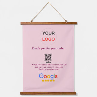 Google Bewertungs-Logo Geschäft Scan QR Bewertung Wandteppich Mit Holzrahmen