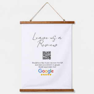Google Bewertungs-Logo Geschäft Scan QR Bewertung Wandteppich Mit Holzrahmen