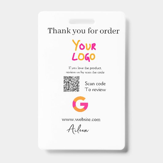 Google Bewertungs-Logo Website QR-Code scannen Ausweis (Vorderseite)