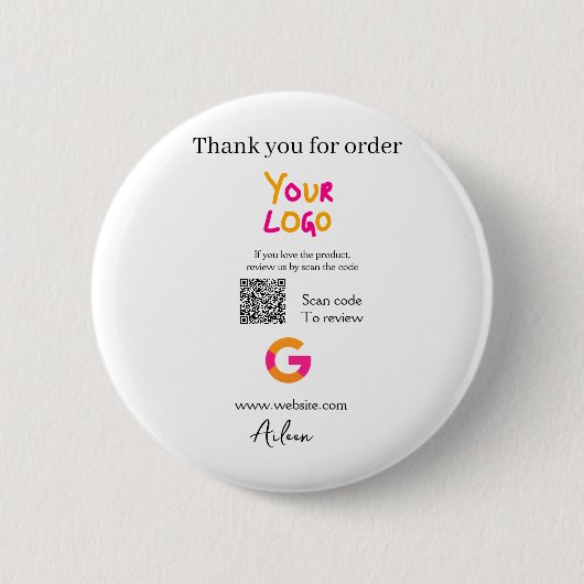 Google Bewertungs-Logo Website QR-Code scannen Button (Vorderseite)