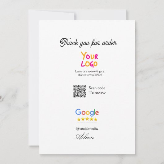 Google Bewertungs-Logo Website QR-Code scannen Einladung (Vorderseite)