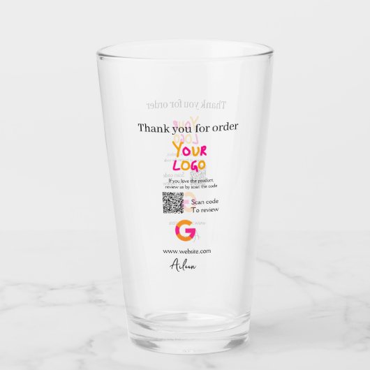 Google Bewertungs-Logo Website QR-Code scannen Glas (Vorderseite)