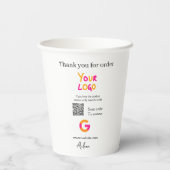 Google Bewertungs-Logo Website QR-Code scannen Pappbecher (Rückseite)