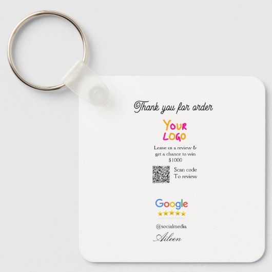Google Bewertungs-Logo Website QR-Code scannen Schlüsselanhänger (Vorderseite)