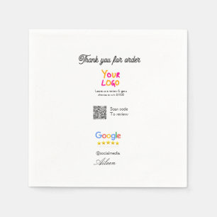 Google Bewertungs-Logo Website QR-Code scannen Serviette