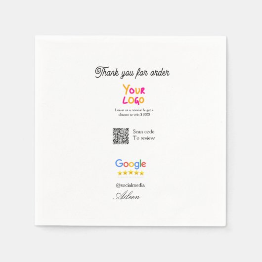 Google Bewertungs-Logo Website QR-Code scannen Serviette (Vorderseite)