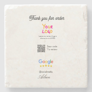 Google Bewertungs-Logo Website QR-Code scannen Steinuntersetzer