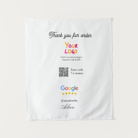 Google Bewertungs-Logo Website QR-Code scannen Wandteppich (Vorderseite)