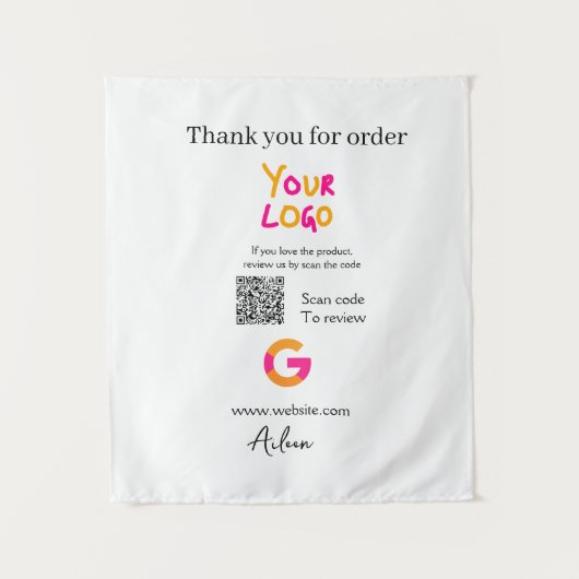 Google Bewertungs-Logo Website QR-Code scannen Wandteppich (Vorderseite)