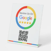Google Bewertungs-QR-Code 5 Sterne Sockelschild (Vorderseite)