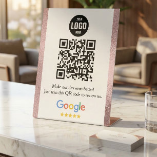 Google Bewertungs-QR-Code-Podest-Schild für Untern Sockelschild