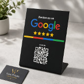 Google Bewertungs-QR-Code Schwarz Sockelschild