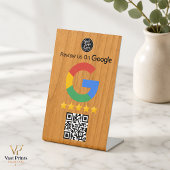 Google Bewertungs-Tisch-Schild Holz QR-Code Geschä Sockelschild
