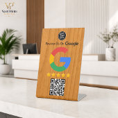 Google Bewertungs-Tisch-Schild Holz QR-Code Geschä Sockelschild