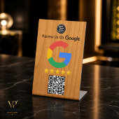 Google Bewertungs-Tisch-Schild Holz QR-Code Geschä Sockelschild