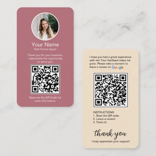 Google Bewertungs Visitenkarte mit Foto und QR-Cod (Vorne/Hinten)