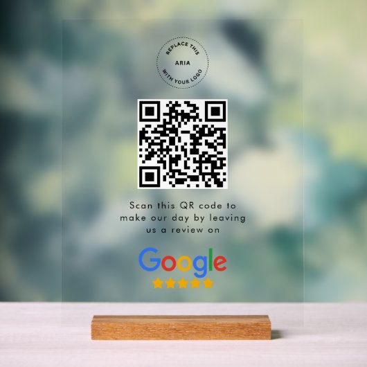 Google-Bewertungsanfrage | QR-Code Firmenlogo Acrylschild (Neutral)