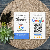 Google-Bewertungsanfragekarte mit Logo und QR-Code Visitenkarte