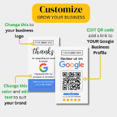 Google-Bewertungsanfragekarte mit Logo und QR-Code Visitenkarte