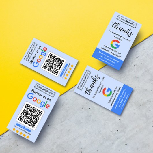 Google Bewertungsanfragekarte mit Logo und QR-Code Visitenkarte