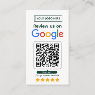 Google-Bewertungsanfragekarte mit Logo und QR-Code Visitenkarte