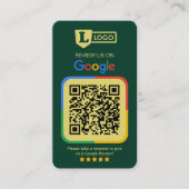 Google-Bewertungsanfragekarte mit QR-Code Smaragd Visitenkarte (Vorderseite)