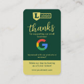 Google-Bewertungsanfragekarte mit QR-Code Smaragd Visitenkarte (Rückseite)