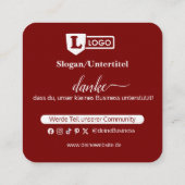 Google Bewertungskarte mit QR code Business Card  Quadratische Visitenkarte (Rückseite)