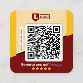 Google Bewertungskarte mit QR code Business Card  Quadratische Visitenkarte
